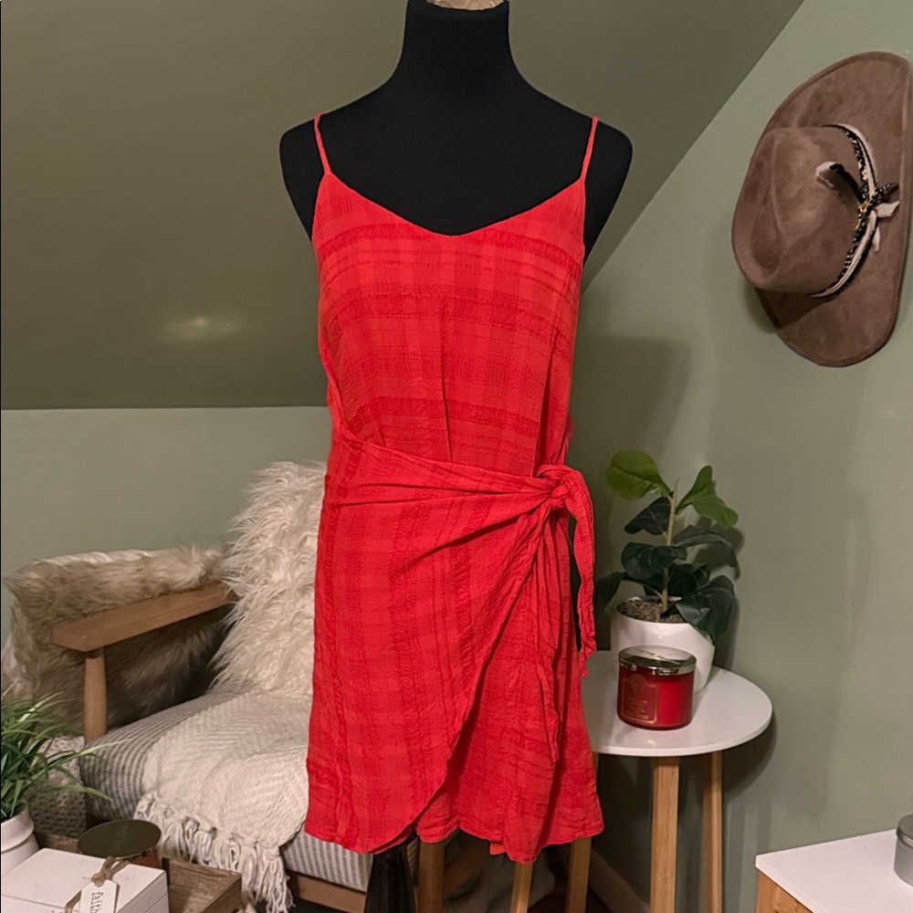 American Eagle Outfitters Red Plaid Mini Dress